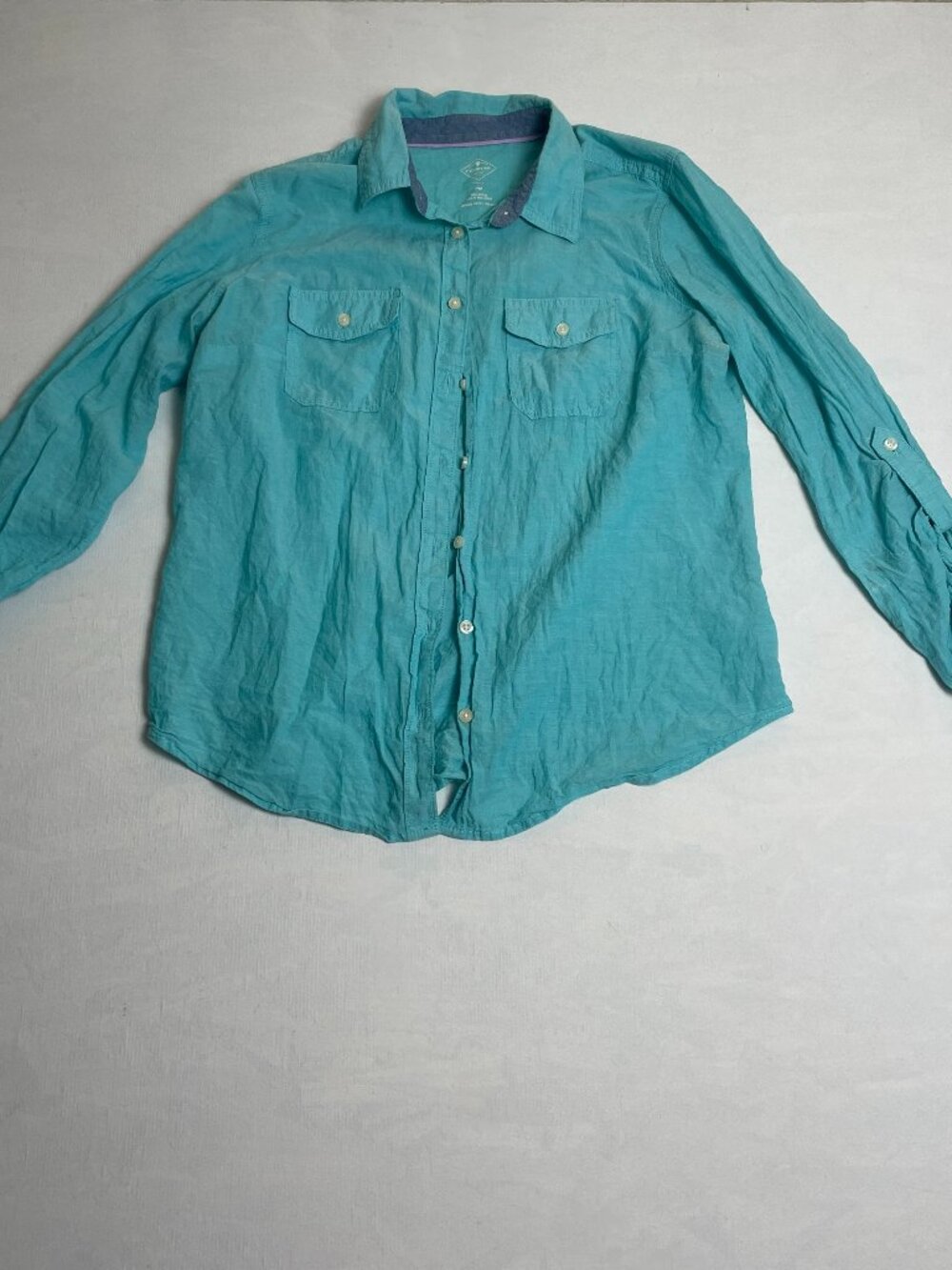 St John's Bay Petite Cyan Button Down Women's shirt